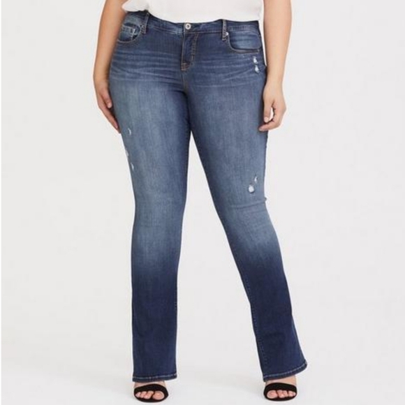 Torrid Slim Boot Cut Jean Premium Stretch Distressed Medium Wash 14 Regular - Picture 11 of 11